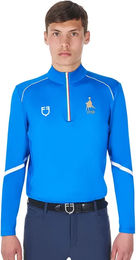Produktbild von Equestro Reitshirt Langarm-Polo für Herren in Blau Größe S