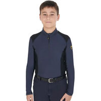 Produktbild von Equestro Reitshirt Langarm-Polo für Kinder in Blau