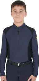 Produktbild von Equestro Reitshirt Langarm-Polo für Kinder in Blau Größe 14 Jahre