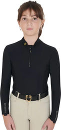 Produktbild von Equestro Reitshirt Langarm Polo für Mädchen in Schwarz Größe 12 Jahre