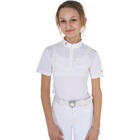 Produktbild von Equestro Reitshirt Mädchen Turnier Polo aus perforiertem Stoff Weiß Größe 12 Jahre