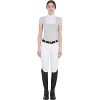 Produktbild von Equestro Reitshirt Polo Damen aus Baumwolle für den Sommer in Grau oder Weiß