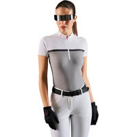 Produktbild von Equestro Reitshirt Polo Damen Weiß Grau Größe M
