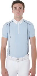 Produktbild von Equestro Reitshirt Polo für Herren mit Reißverschluss aus Baumwolle Blau Größe S