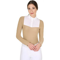 Produktbild von Equestro Reitshirt Polo Langarm Damen Beige Baumwolle