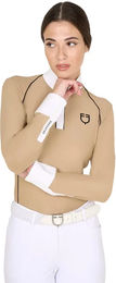 Produktbild von Equestro Reitshirt Polo Langarm Damen Beige XL