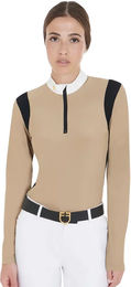 Produktbild von Equestro Reitshirt Polo Langarm Damen Beige XS