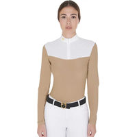 Produktbild von Equestro Reitshirt Polo Langarm Damen Beige XS