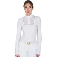 Produktbild von Equestro Reitshirt Polo Langarm Damen Weiß Baumwolle Winter XS