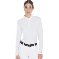 Produktbild von Equestro Reitshirt Polo Langarm Damen Weiß Größe L