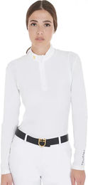 Produktbild von Equestro Reitshirt Polo Langarm Damen Weiß Größe M