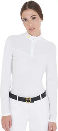 Produktbild von Equestro Reitshirt Polo Langarm Damen Weiß Größe S