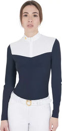 Produktbild von Equestro Reitshirt Polo Langarm für Damen in Blau Größe L