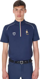 Produktbild von Equestro Reitshirt Polo mit Reißverschluss für Herren Blau Größe S mit italienischer Flagge