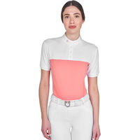 Produktbild von Equestro Reitshirt Polo Wettkampf für Damen aus Baumwolle und Mesh-Gewebe Rosa Größe L