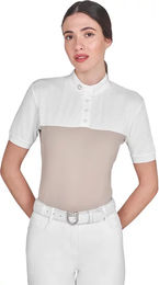 Produktbild von Equestro Reitshirt Polo Wettkampf für Damen aus Mesh-Gewebe und Baumwolle Beige XS