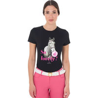 Produktbild von Equestro Reitshirt So Lovely Damen aus Baumwolle Schwarz Größe L