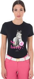 Produktbild von Equestro Reitshirt So Lovely für Damen aus Baumwolle Schwarz Größe S