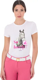 Produktbild von Equestro Reitshirt So Lovely für Damen aus Baumwolle Weiß Größe S
