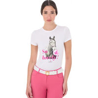 Produktbild von Equestro Reitshirt So Lovely für Damen aus Baumwolle Weiß Größe S