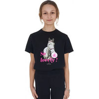 Produktbild von Equestro Reitshirt So Lovely für Kinder aus Baumwolle Schwarz 12 Jahre