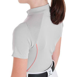 Equestro Reitshirt Technical Training Zip Junior Kurzarm Polo für Kinder in Weiß und Grau – Bild 1 von 2