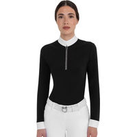 Produktbild von Equestro Reitshirt Turnierpolo mit langen Ärmeln für Damen in Schwarz XL