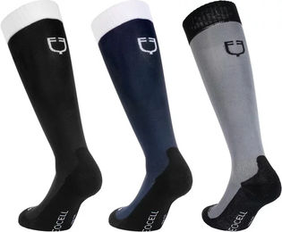 Produktbild von Equestro Reitsocken Unisex 3er Pack Schwarz und Bunt Größe M