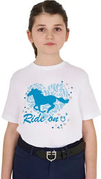 Equestro Ride On T-Shirt aus Baumwolle für Mädchen in Weiß – Bild 1 von 1