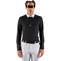 Produktbild von Equestro Ridertechnology Langärmeliges Turnier-Poloshirt für Herren in Schwarz Größe L