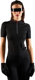 Produktbild von Equestro Ridertechnology Reitpoloshirt für Frauen mit kurzen Ärmeln und Reißverschluss wasserdicht Schwarz Größe L