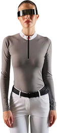 Produktbild von Equestro Ridertechnology Reitshirt Polo mit langen Ärmeln für Damen in Grau Größe M