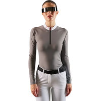 Produktbild von Equestro Ridertechnology Reitshirt Polo mit langen Ärmeln für Damen in Grau Größe S