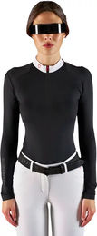 Produktbild von Equestro Ridertechnology Reitshirt Polo mit langen Ärmeln für Damen in Schwarz Größe M