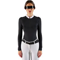 Produktbild von Equestro Ridertechnology Reitshirt Polo mit langen Ärmeln für Damen in Schwarz Größe M