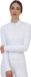 Produktbild von Equestro Ridertechnology Turnier-Poloshirt für Damen mit langen Ärmeln Weiß Größe S