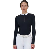 Produktbild von Equestro Ridertechnology Turnier-Poloshirt mit langen Ärmeln für Damen in Schwarz XS