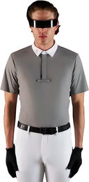 Produktbild von Equestro Ridertechnology Turnier-Poloshirt Reitshirt für Herren in Grau Größe L