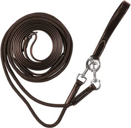 Equestro Rückholhaken für Pferde aus Nylon und Leder in Braun – Bild 1 von 3