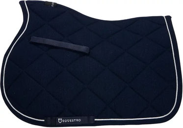 Produktbild von Equestro Satteldecke aus Baumwolle mit Borte und Logo für Pferde in Blau für Vollblut
