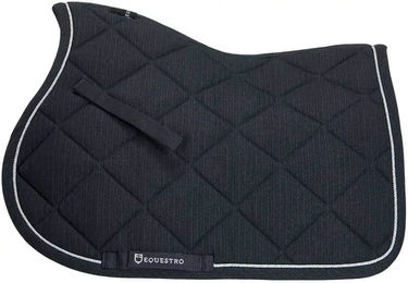 Produktbild von Equestro Satteldecke aus Baumwolle mit Borte und Logo für Pferde in Grau oder Schwarz