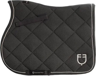 Produktbild von Equestro Satteldecke aus Baumwolle mit Borte und Logo für Pferde in Grau oder Schwarz