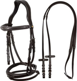 Produktbild von Equestro Sattelgurt aus anatomischem Leder mit dekorativen Nähten für Ponys