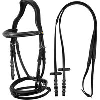 Produktbild von Equestro Sattelgurt aus anatomischem Leder mit dekorativen Nähten in Schwarz für Ponys