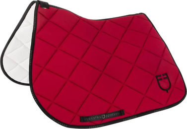 Produktbild von Equestro Sattelunterlage aus technischem Material mit Logo für Pferde in Rot