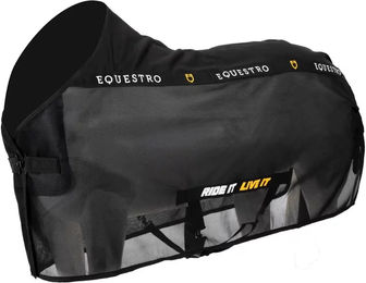 Produktbild von Equestro Scuderia Fliegendecke für Pferde aus Fleece in Schwarz 165 cm