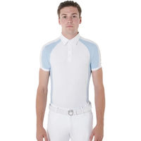 Produktbild von Equestro Slim Fit Turnierpolo Reitshirt für Herren aus Baumwolle Blau Weiß XL