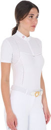 Produktbild von Equestro Slim Fit Turniershirt Damen kurzarm weiß perforiert XS