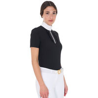 Produktbild von Equestro Slim Fit Turniershirt mit Strass für Damen kurzarm aus Polyamid