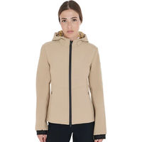 Produktbild von Equestro Softshell Reitjacke für Damen in Beige mit durchgehendem Reißverschluss und wasserdichter Funktion